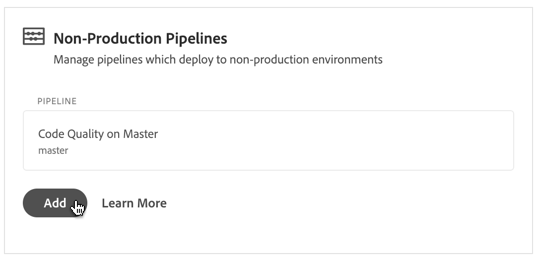 Non-Production Pipelines Card