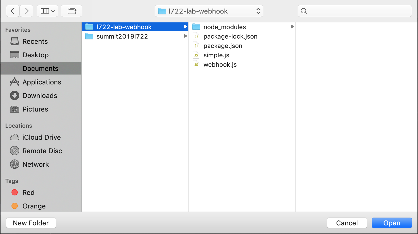 Open Webhook Folder