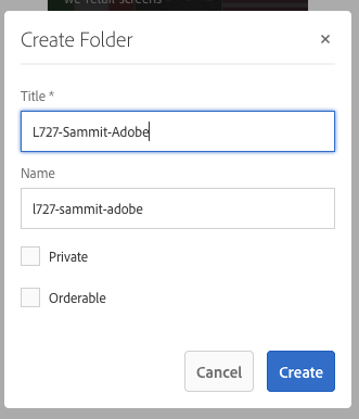 Figure 2: Create Folder