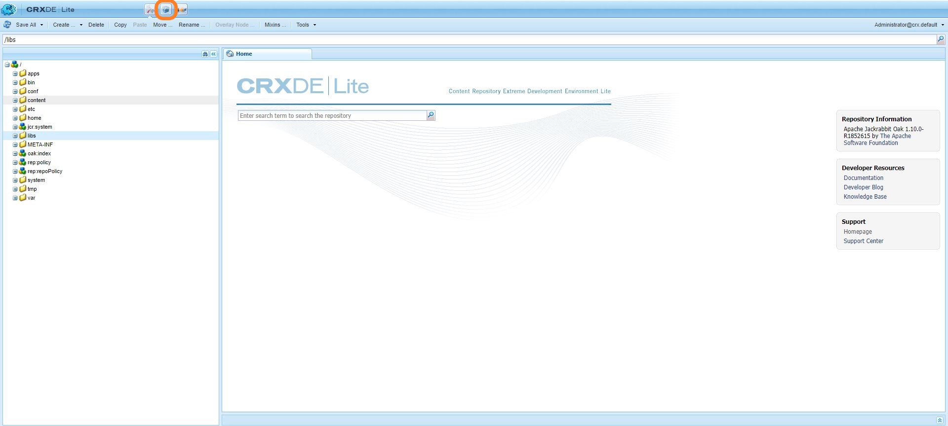 crxde tool package button click