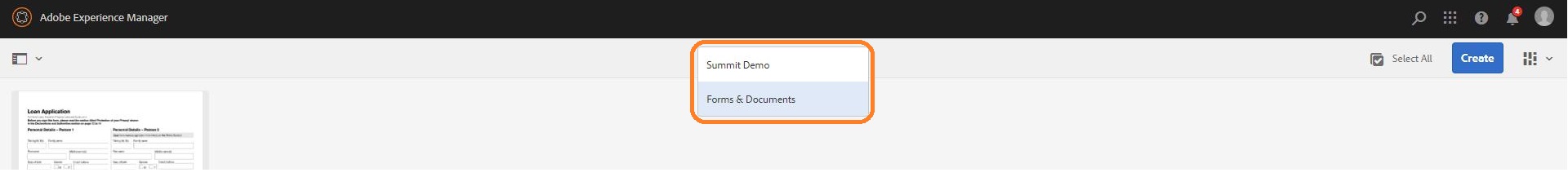 Navigate to Forms & Documents folder