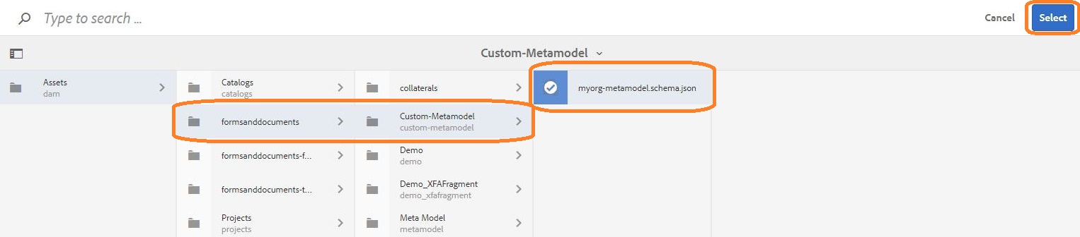 Select custom meta model