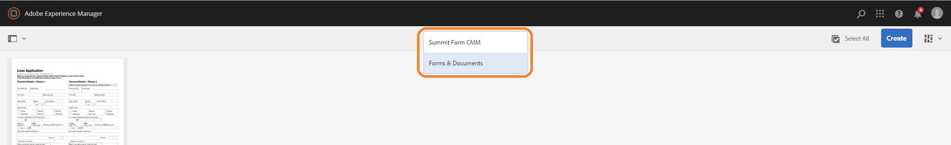 Navigate to Forms & Documents