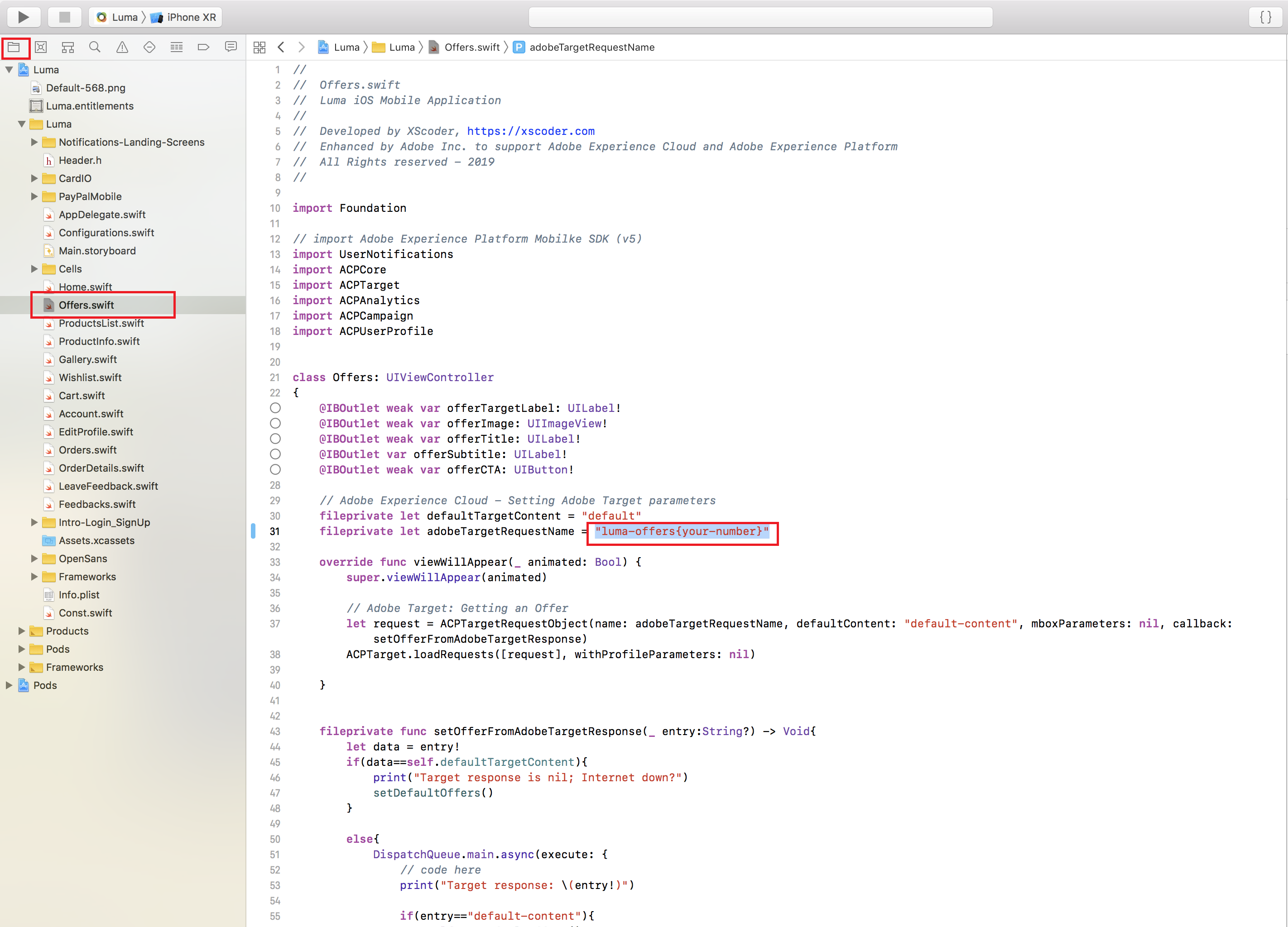 Change mboxname in XCode