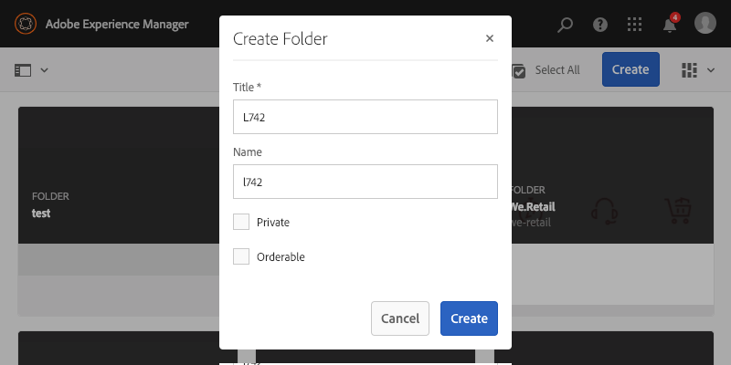 Figure 1.2.10: Create Folder Dialog