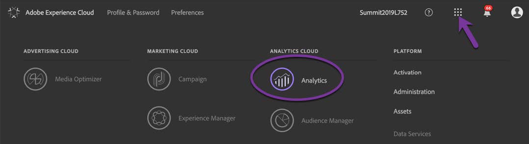Figure 1: Choosing Analytics from the Experience Cloud solution picker