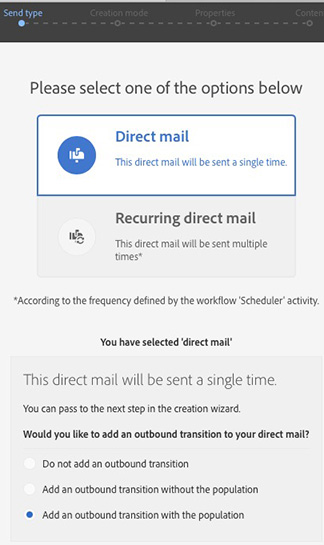 Figure 1.7.2: Direct mail send type